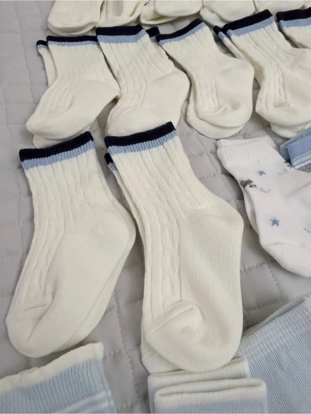 23 pairs Janie and Jack White and Light Blue Baby Sock Bundle